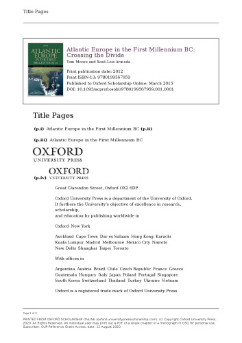 Atlantic Europe in the First Millennium BC: Crossing the Divide