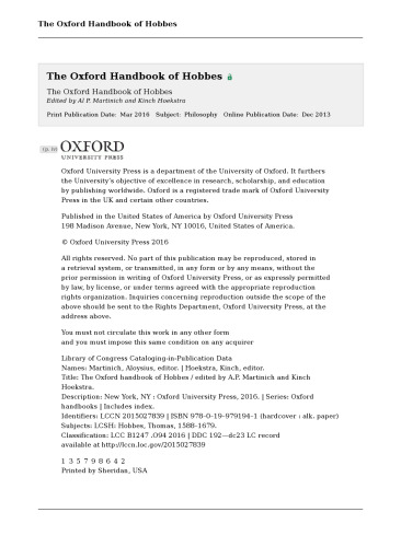The Oxford Handbook of Hobbes (Oxford Handbooks)