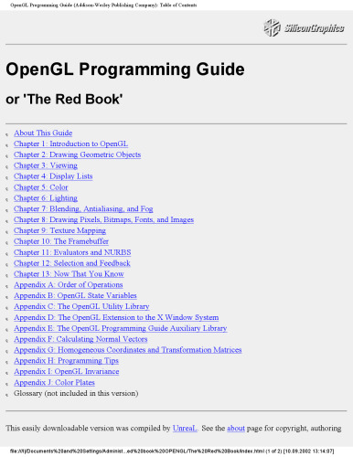 Opengl Programming Guide: The Official Guide to Learning Opengl, Version 1.1 (OTL)