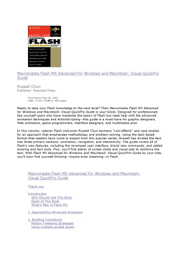 Macromedia Flash MX Advanced for Windows and Macintosh Visual QuickPro Guide