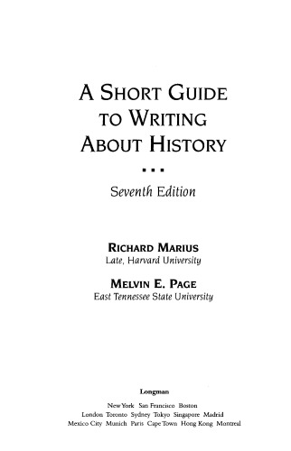 A short guide to writing about history