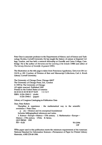 Discipline and Experience. The Mathematical Way in the Scientific Revolution