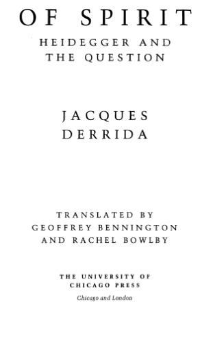Of Spirit: Heidegger and the Question