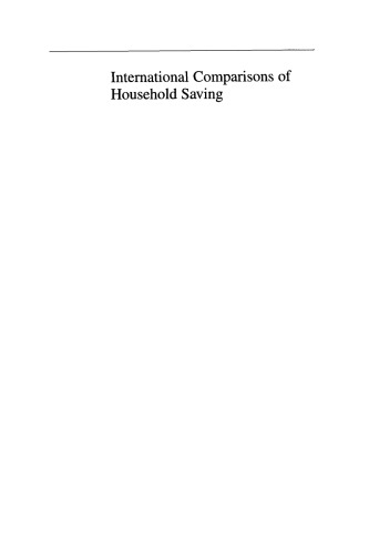 International Comparisons of Household Saving