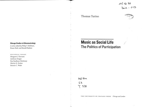 Music as Social Life The Politics of Participation