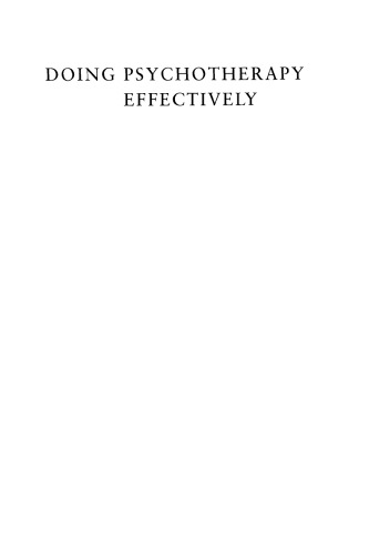 Doing Psychotherapy Effectively