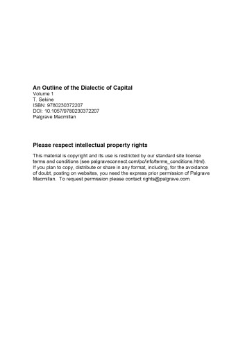 An Outline of the Dialectic of Capital Volume 1