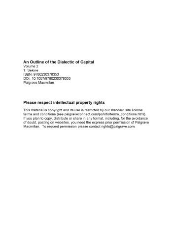 An Outline of the Dialectic of Capital Volume 2