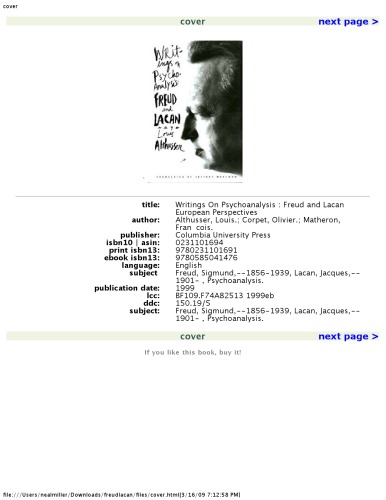 Writings On Psychoanalysis: Freud and Lacan