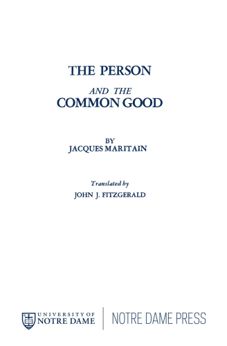 The Person and the Common Good
