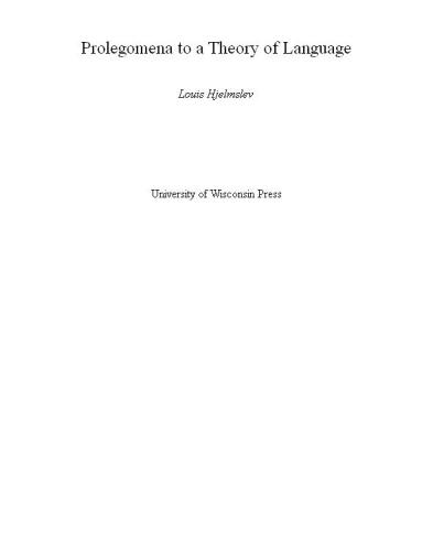 Prolegomena to a Theory of Language