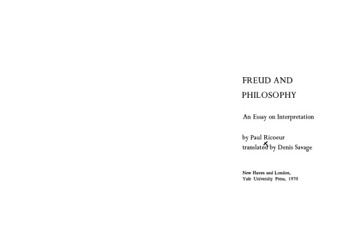 Freud and Philosophy: An Essay on Interpretation