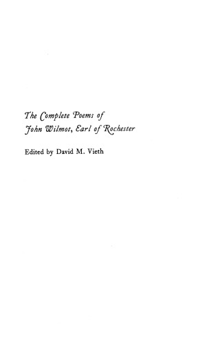 The Complete Poems of John Wilmot, Earl of Rochester