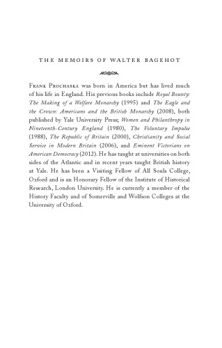 The Memoirs of Walter Bagehot