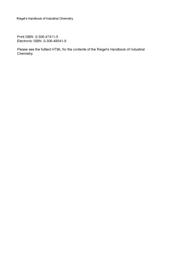 Riegel's Handbook of Industrial Chemistry