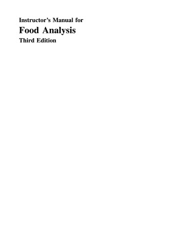 Instructor’s Manual for Food Analysis: Answers to Study Questions