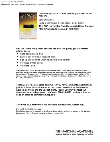 Unknown Quantity: A Real and Imaginary History of Algebra