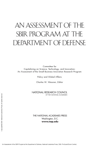 An Assessment of the SBIR Program at the Department of Defense