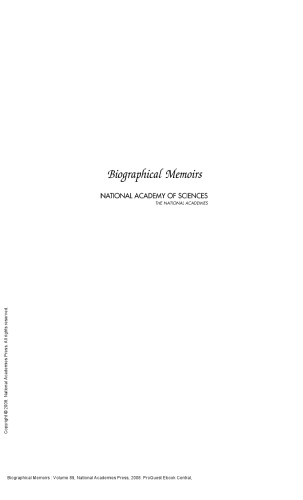 Biographical Memoirs: Volume 89