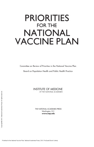 Priorities for the National Vaccine Plan
