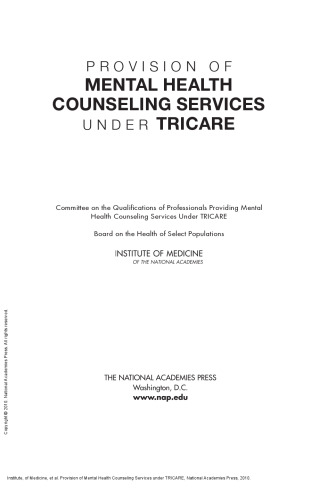 Provision of Mental Health Counseling Services under TRICARE