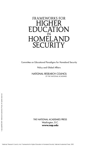 Frameworks for Higher Education in Homeland Security