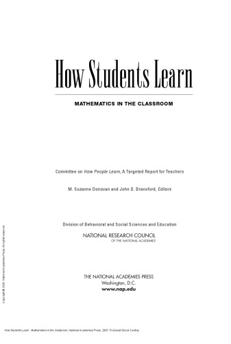 How Students Learn: Mathematics in the Classroom