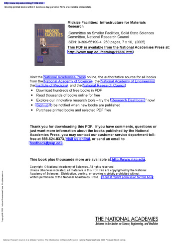 Midsize Facilities : The Infrastructure for Materials Research