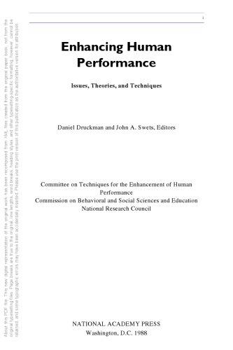 Enhancing human performance : issues, theories, and techniques