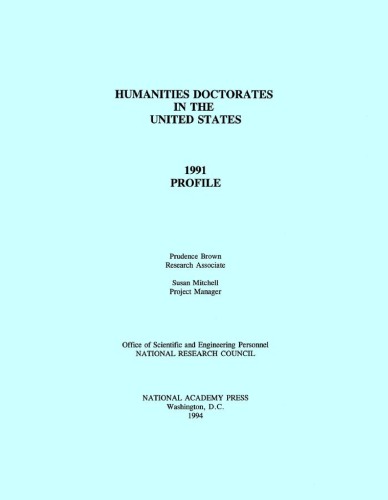 Humanities doctorates in the United States: 1991 Profile