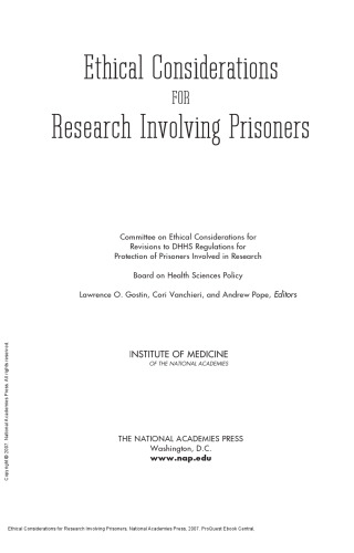 Ethical Considerations for Research Involving Prisoners