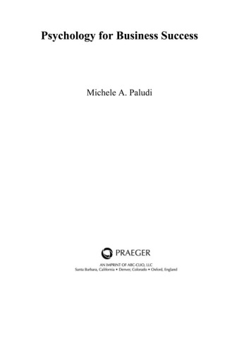 Psychology for Business Success [4 Volumes]