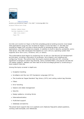 Servlets and JavaServer Pages(TM): The J2EE(TM) Technology Web Tier