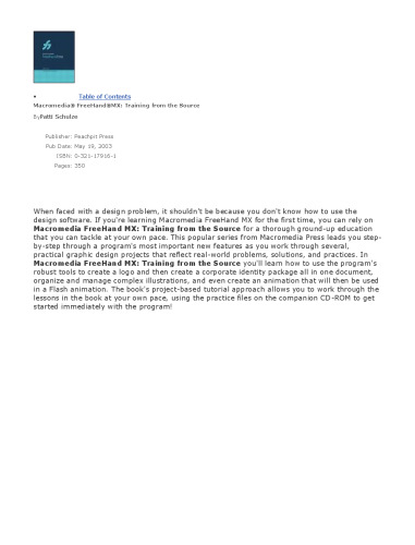 Macromedia® FreeHand®MX: Training from the Source