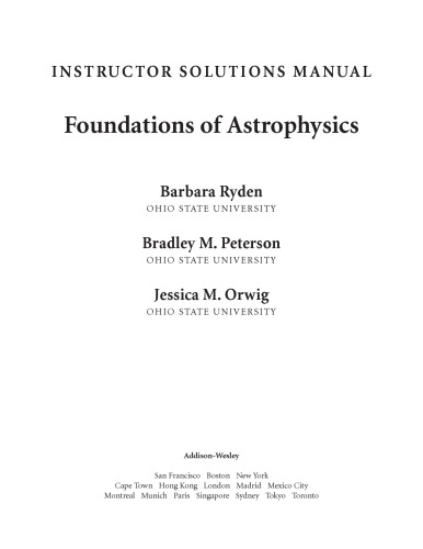 Foundations of Astrophysics Instructor Solutions Manual