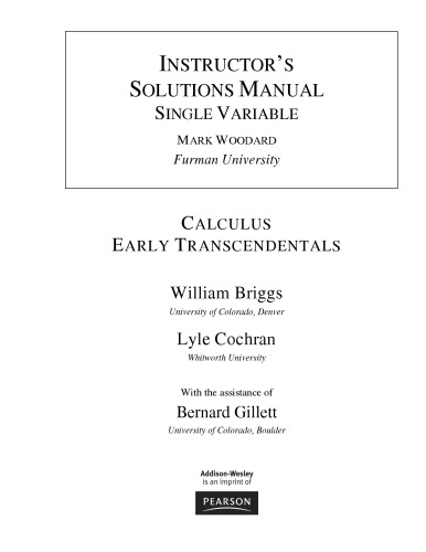 Instructor's Solution Manual Calculus Early Transcendentals 2011