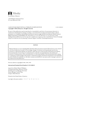 Cardiopulmonary Physical Therapy. A Guide to Practice