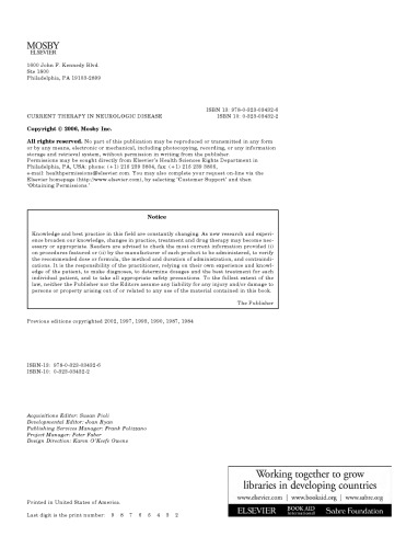 Current Therapy in Neurologic Disease