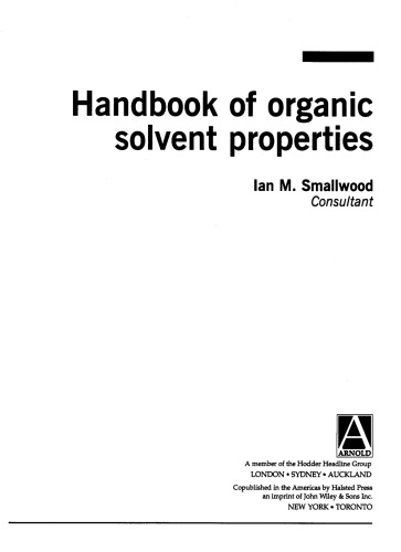 Handbook of organic solvent properties
