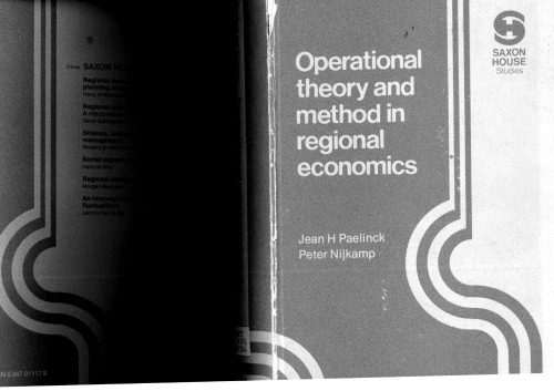 Operational theory and method in regional economics