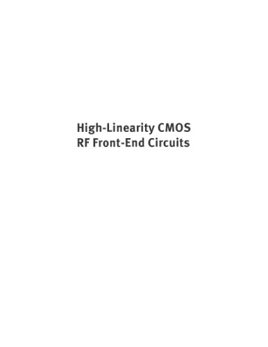High-Linearity CMOS RF Front-End Circuits