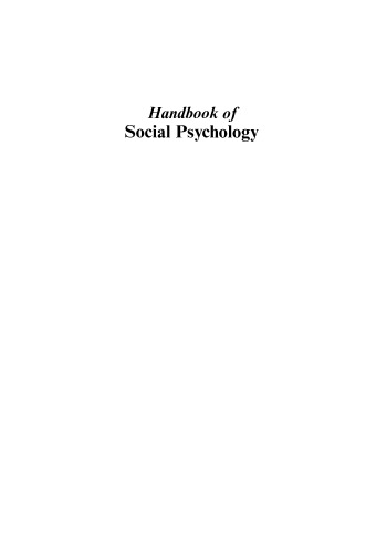 Handbook of Social Psychology