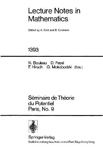 Seminaire De Theorie Du Potentiel Paris