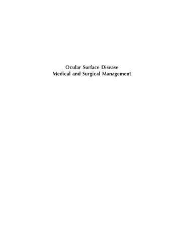 Ocular Surface Disease Medical and Surgical Management