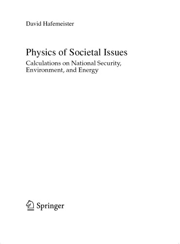 Physics of Societal Issues: Calculations on National Security, Environment, and Energy