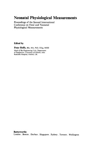 Neonatal Physiological Measurements. Proceedings of the Second International Conference on Fetal and Neonatal Physiological Measurements