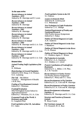 Recent Advances in Animal Nutrition