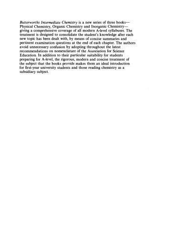 Inorganic Chemistry. Butterworths Intermediate Chemistry
