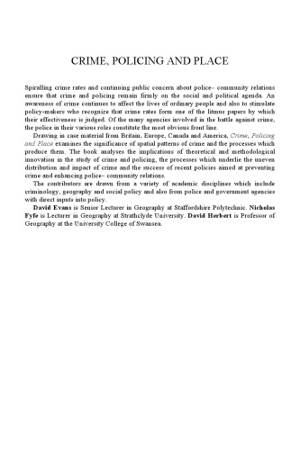 Crime, Policing and Place: Essays in Environmental Criminology