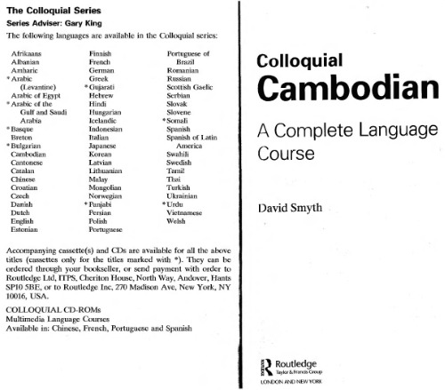 Colloquial Cambodian : a complete language course